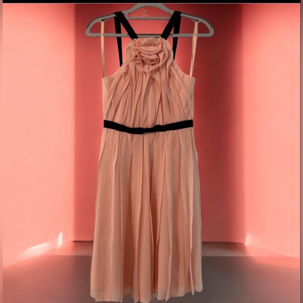 BCBGMaxAzria Coral Backless Dress with Black Accents